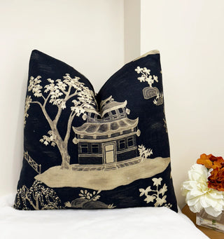 Midnight Pagoda Throw Pillow