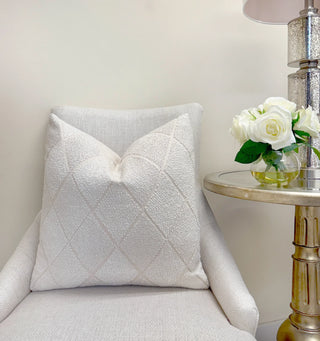 Ivory Diamond Textured Throw Pillow