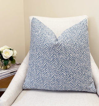 Blue Chevron Throw Pillow