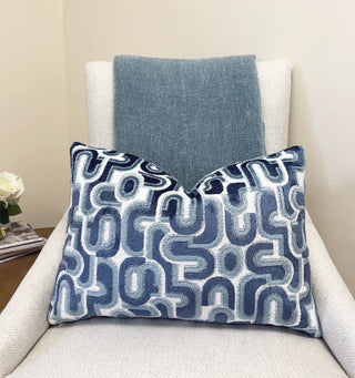 Blue Groove Velvet Throw Pillow