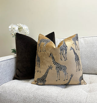Golden Safari Velvet Throw Pillow