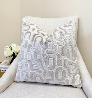 Ivory Groove Velvet Throw Pillow