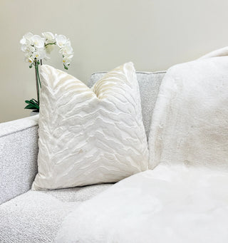 Alabaster Zebra Velvet Throw Pillow