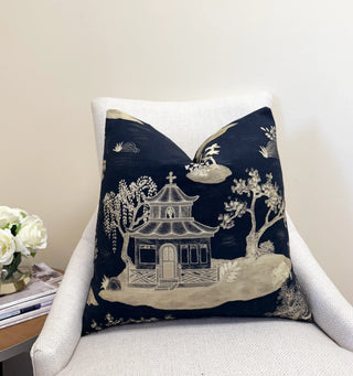 Midnight Pagoda Throw Pillow