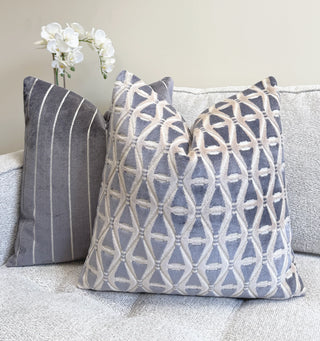 Gray Deco Velvet Throw Pillow