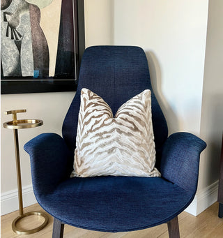 Taupe Cream Zebra Velvet Throw Pillow