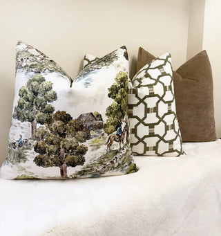 Olive Link Embroidered Throw Pillow