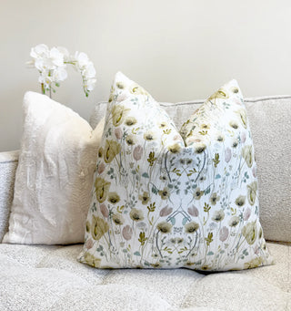 Cream Wildflower Throw Pillow