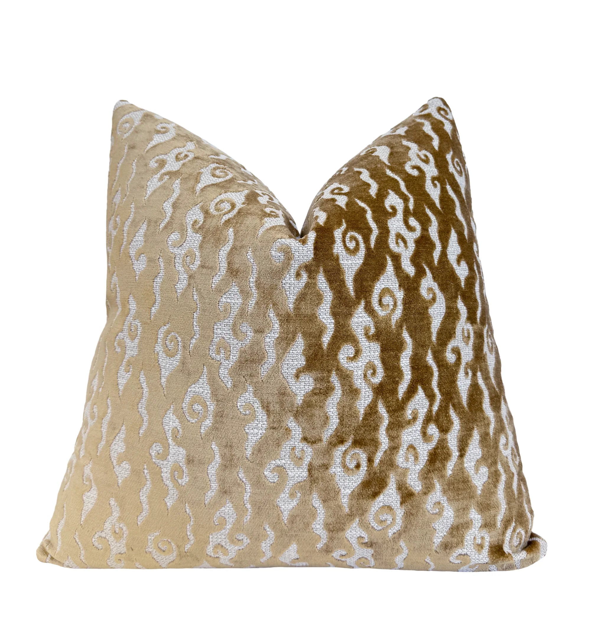 Beige Swirl Velvet Throw Pillow