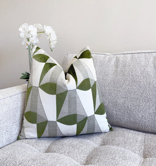 Green Prism Velvet Throw Pillow