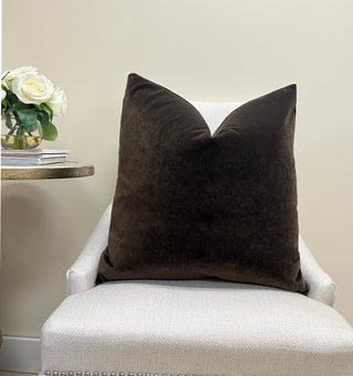 Brown Solid Velvet Throw Pillow