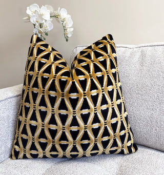 Gold Deco Velvet Throw Pillow