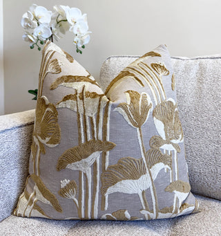 Amber Poppy Velvet Throw Pillow