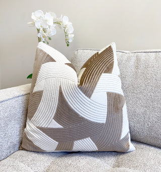 Latte Ridge Velvet Throw Pillow