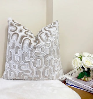 Ivory Groove Velvet Throw Pillow