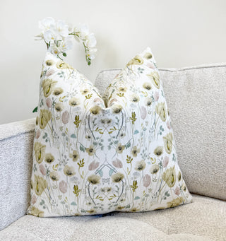 Cream Wildflower Throw Pillow
