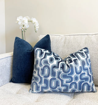 Blue Groove Velvet Throw Pillow