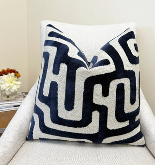 Navy Flux Velvet Throw Pillow