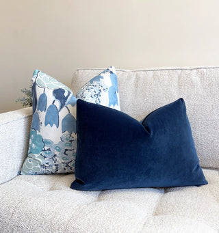 Indigo Blue Solid Velvet Pillow