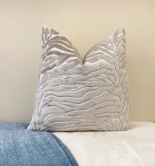Pearl Zebra Velvet Throw Pillow