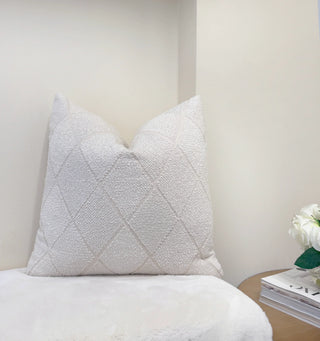 Ivory Diamond Textured Throw Pillow