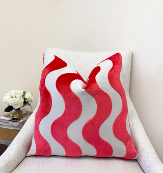 Dragonfruit Wave Velvet Throw Pillow
