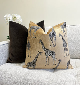 Golden Safari Velvet Throw Pillow