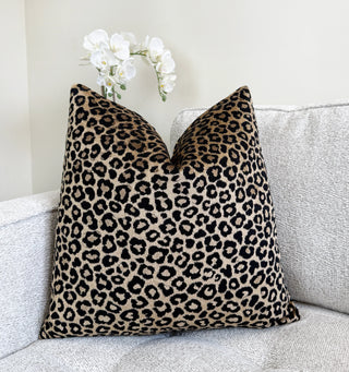 Black Gold Leopard Velvet Throw Pillow