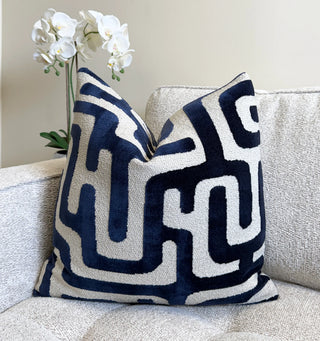 Navy Flux Velvet Throw Pillow