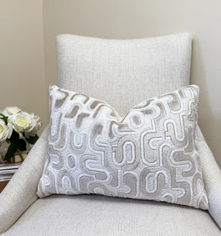 Ivory Groove Velvet Throw Pillow