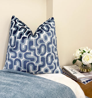 Blue Groove Velvet Throw Pillow