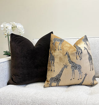 Brown Solid Velvet Throw Pillow