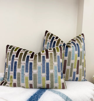 Linea Ocean Geometric Velvet Throw Pillow