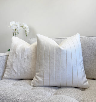 Ivory Stripe Velvet Throw Pillow