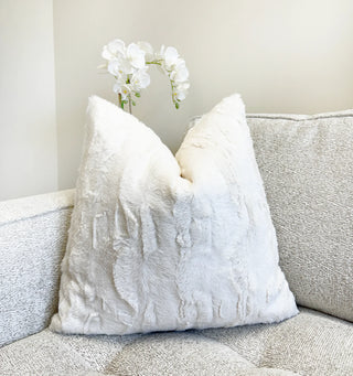 Cream Faux Fur Throw Pillow