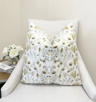 Cream Wildflower Throw Pillow