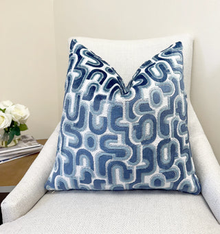 Blue Groove Velvet Throw Pillow