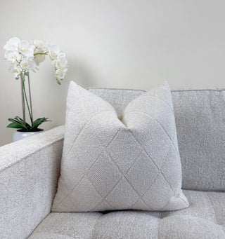 Ivory Diamond Textured Throw Pillow