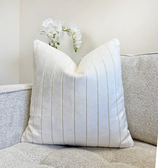 Ivory Stripe Velvet Throw Pillow