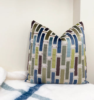 Linea Ocean Geometric Velvet Throw Pillow