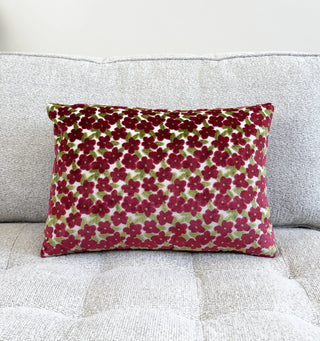 Berry Daisy Velvet Throw Pillow