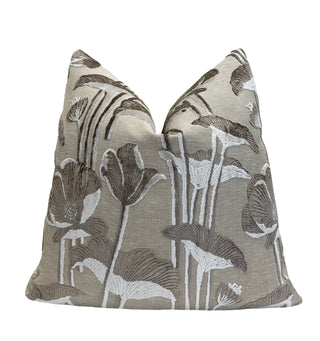 Mushroom Poppy Velvet Throw Pillow