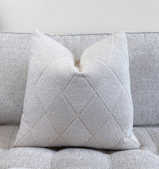Ivory Diamond Textured Throw Pillow