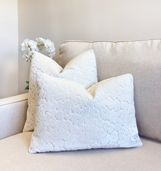 Off White Leopard Velvet Throw Pillow