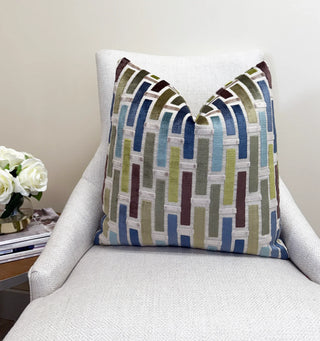 Linea Ocean Geometric Velvet Throw Pillow