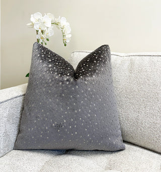 Graphite Dapple Velvet Throw Pillow