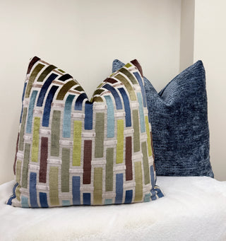 Linea Ocean Geometric Velvet Throw Pillow