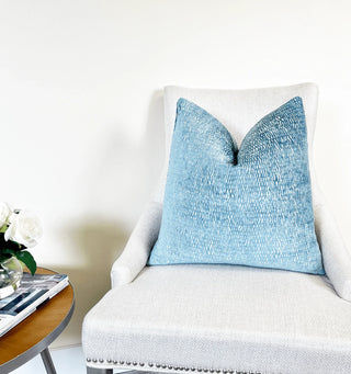 Cerulean Blue Chenille Throw Pillow