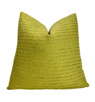 Lime Green Linen Chenille Stripe Throw Pillow