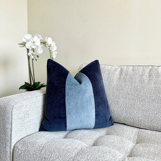 Blue Two Tone Velvet Throw Pillow